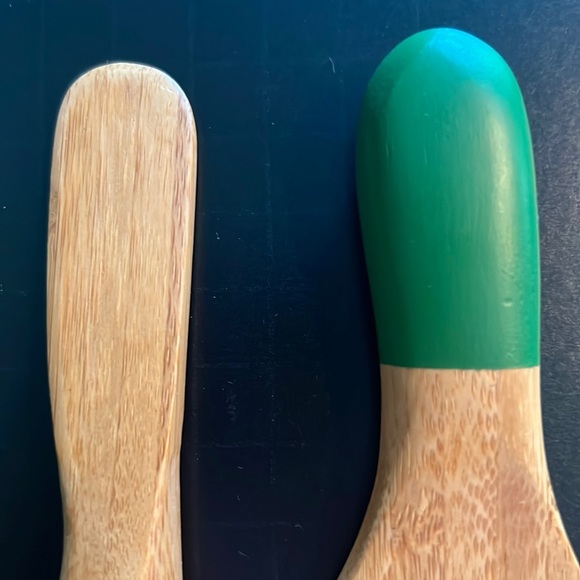 bamboo spreads/server set of 4 with painted handles- NWOT - Picture 3 of 10